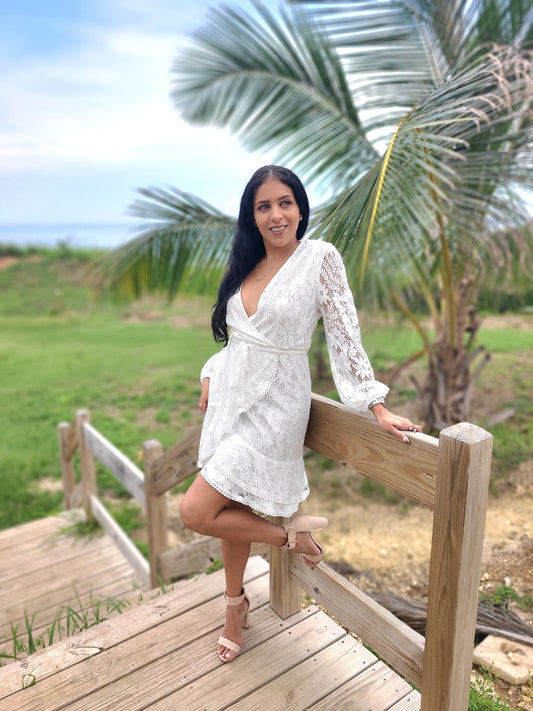 White Lace Wrap Dress